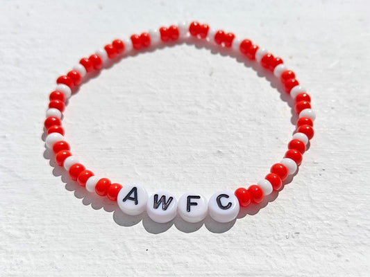 Arsenal Women Football Club bead bracelet (AWFC) in Red and White