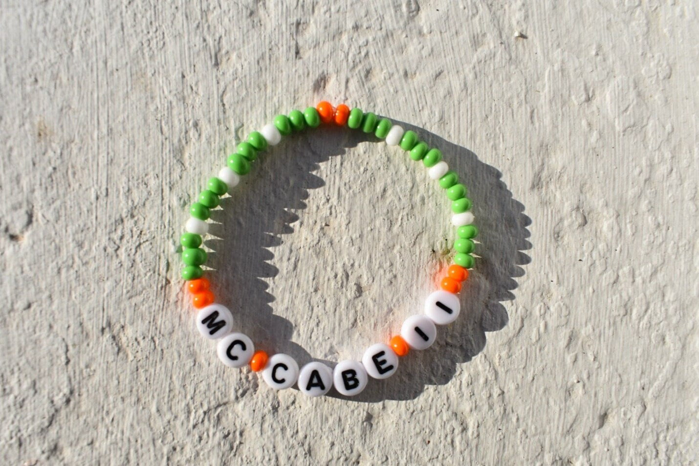 Katie McCabe 11 Ireland Colors Seed Bead Bracelet - Handmade Soccer Tribute Jewelry