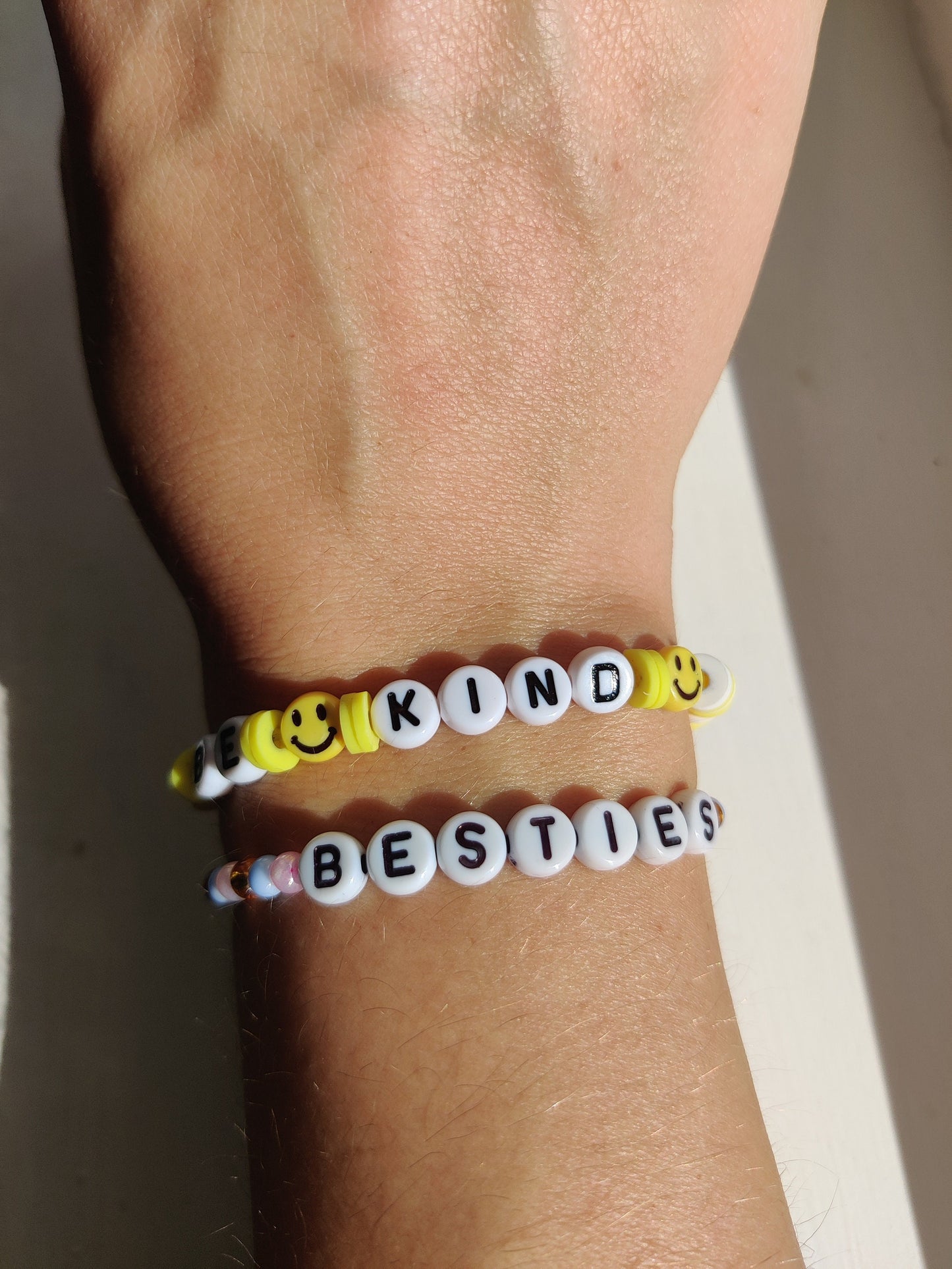 Yellow Be Kind smiley bead bracelet
