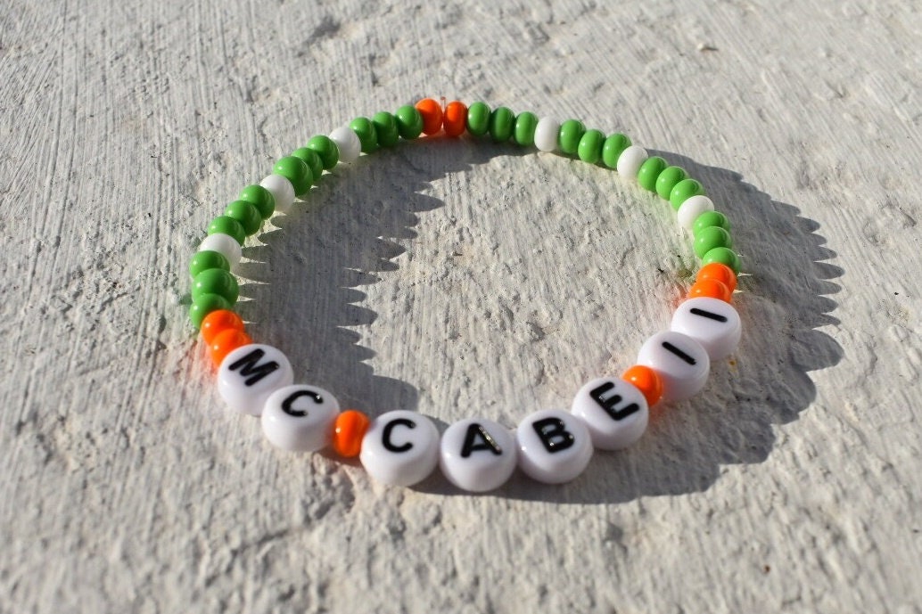 Katie McCabe 11 Ireland Colors Seed Bead Bracelet - Handmade Soccer Tribute Jewelry