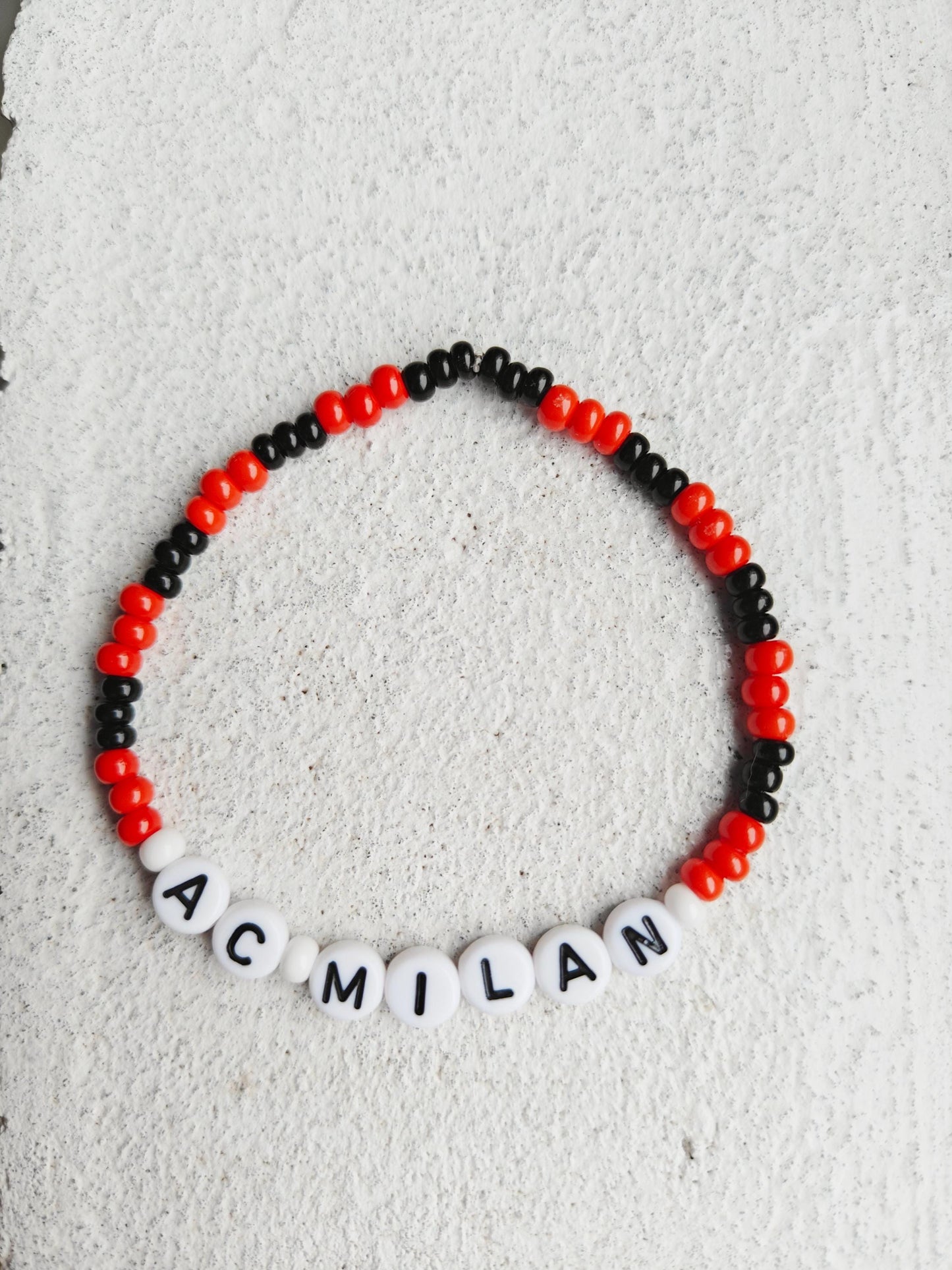AC Milan Football Beaded Bracelet – Red & Black Handmade Football Fan Jewelry – Gift for Soccer Lovers