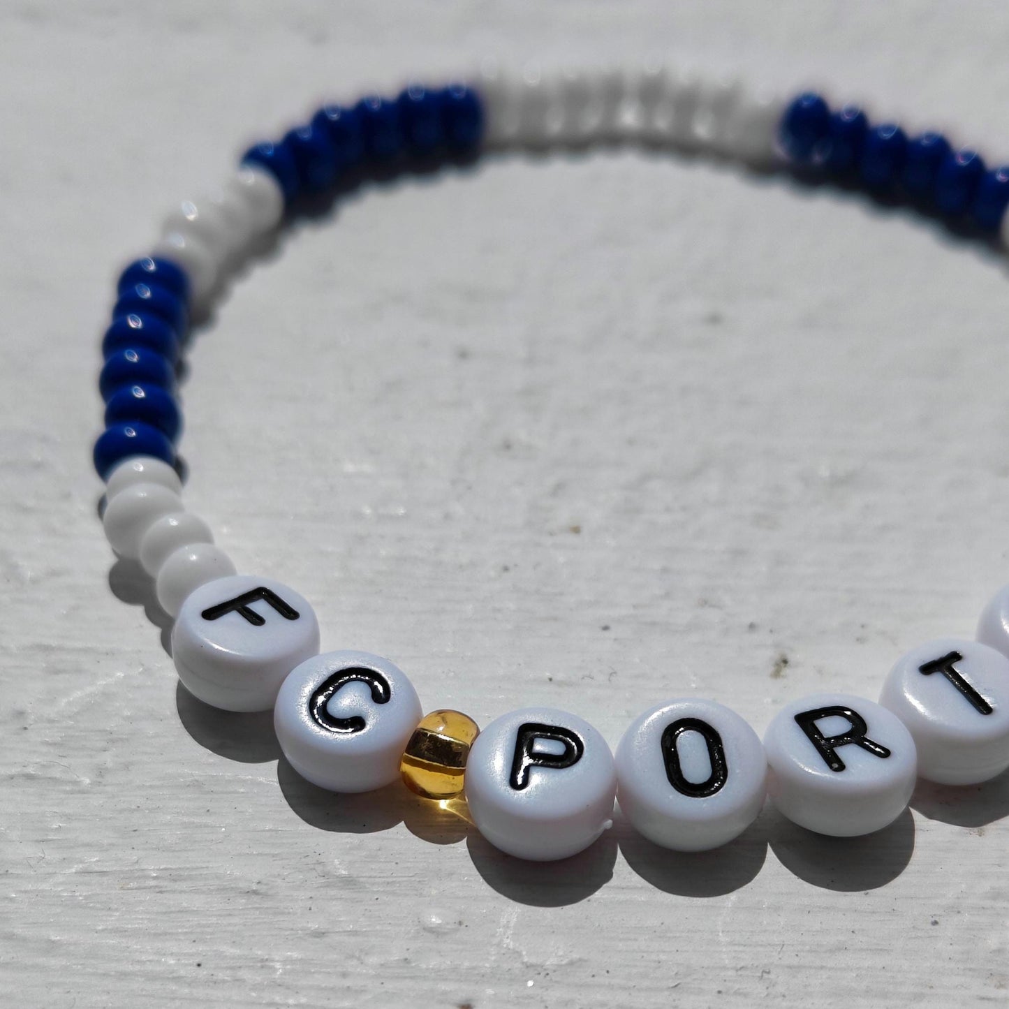FC Porto Beaded Bracelet – Blue & White Handmade Football Fan Jewelry – Gift for Football Lovers with Free Shipping