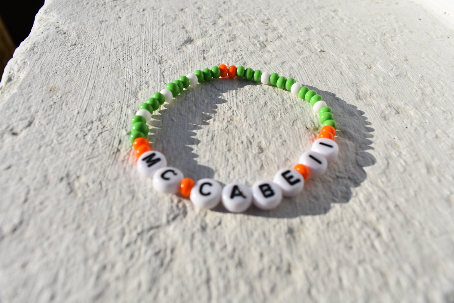 Katie McCabe 11 Ireland Colors Seed Bead Bracelet - Handmade Soccer Tribute Jewelry