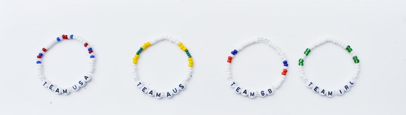 Olympics bead bracelet with Team and Country colors