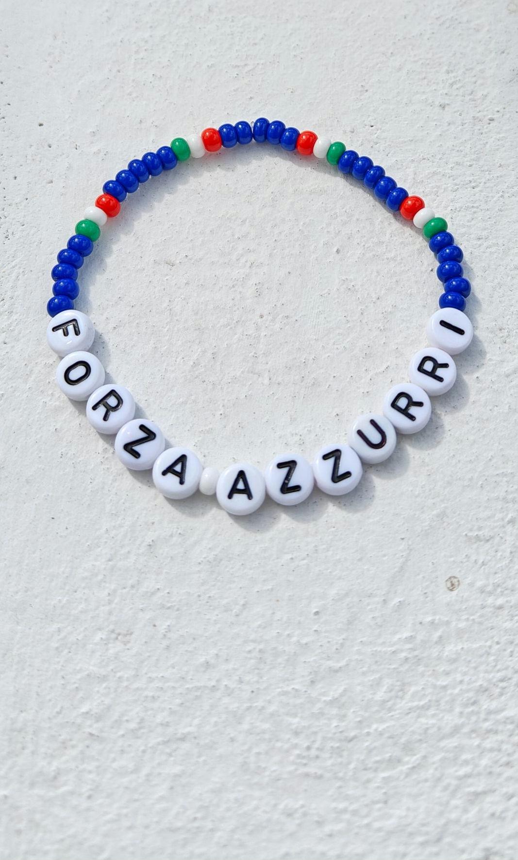 Italian Forza Azzurri seed bead bracelet