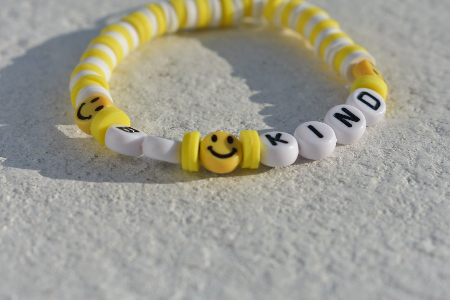 Yellow Be Kind smiley bead bracelet