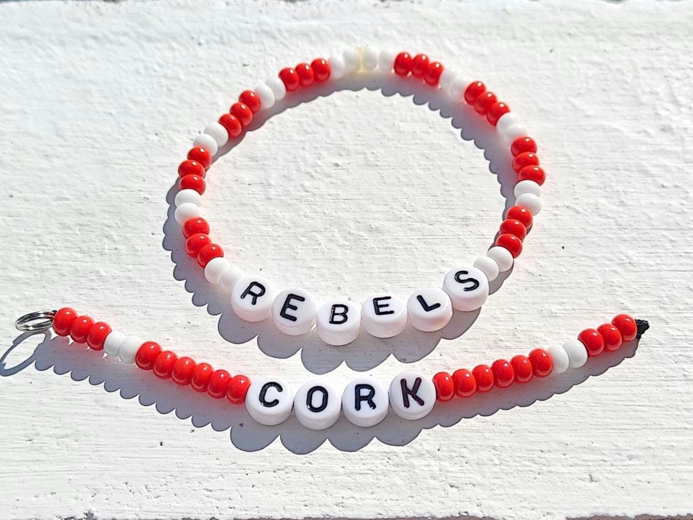 Cork Rebels Beaded Bracelet Set – Handmade Red & White Irish GAA Support Jewellery