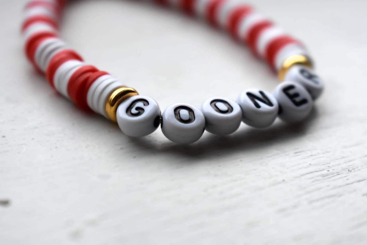 Arsenal Gooner clay bead Bracelet in red and white