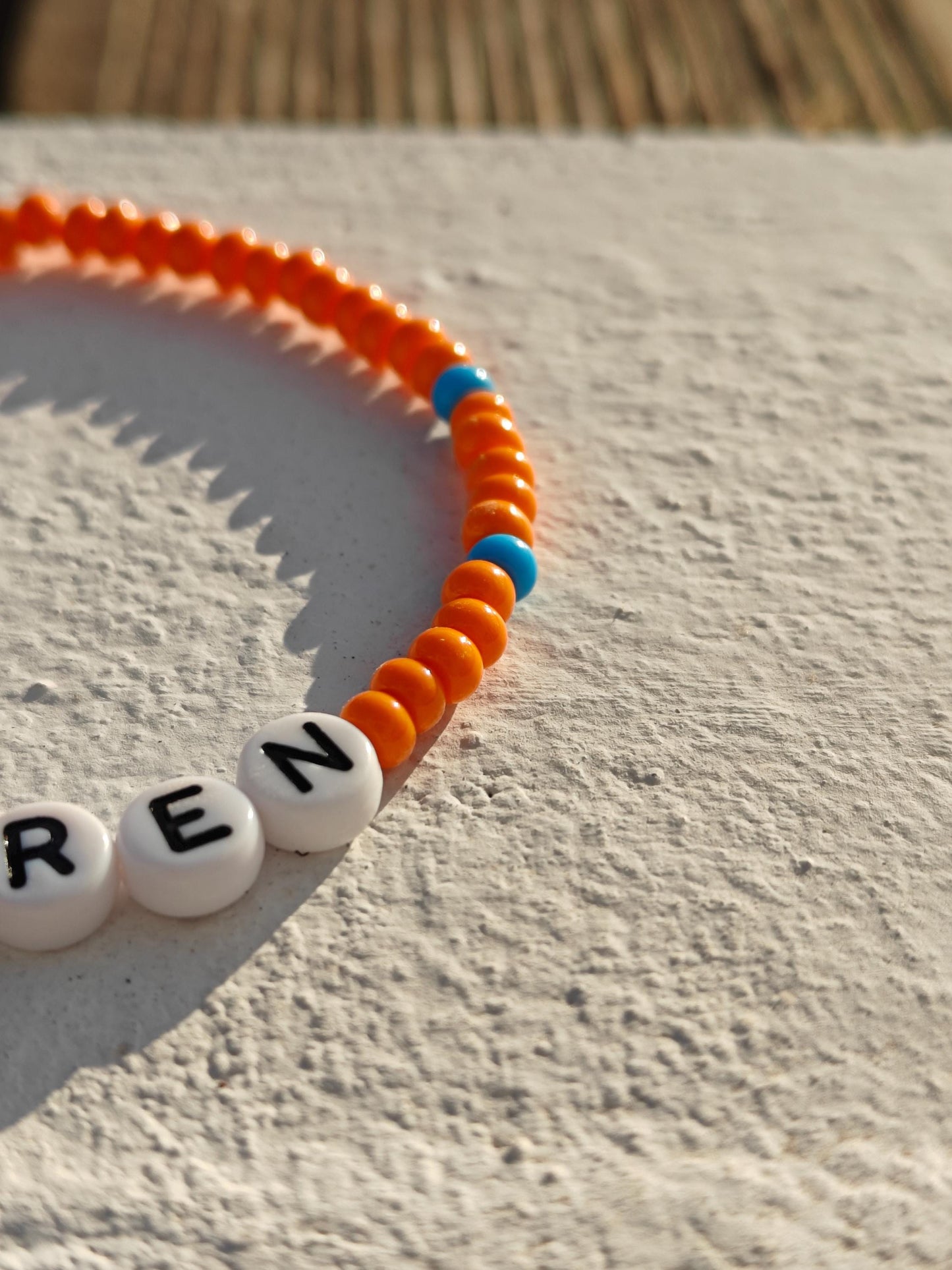 McLaren Beaded Bracelet โ Orange & Blue Stretch F1 Fan Jewelry โ Handmade Racing Gift for Motorsport Lovers