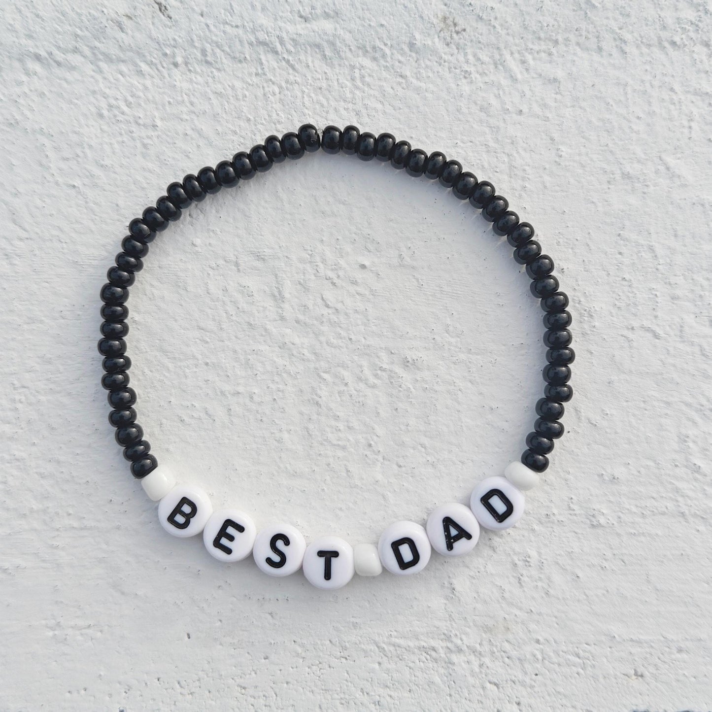 Best Dad Black Beaded Bracelet - Father's Day Gift - Stretch Bracelet - Handmade Men's Bracelet - Personalised Gift for Dad