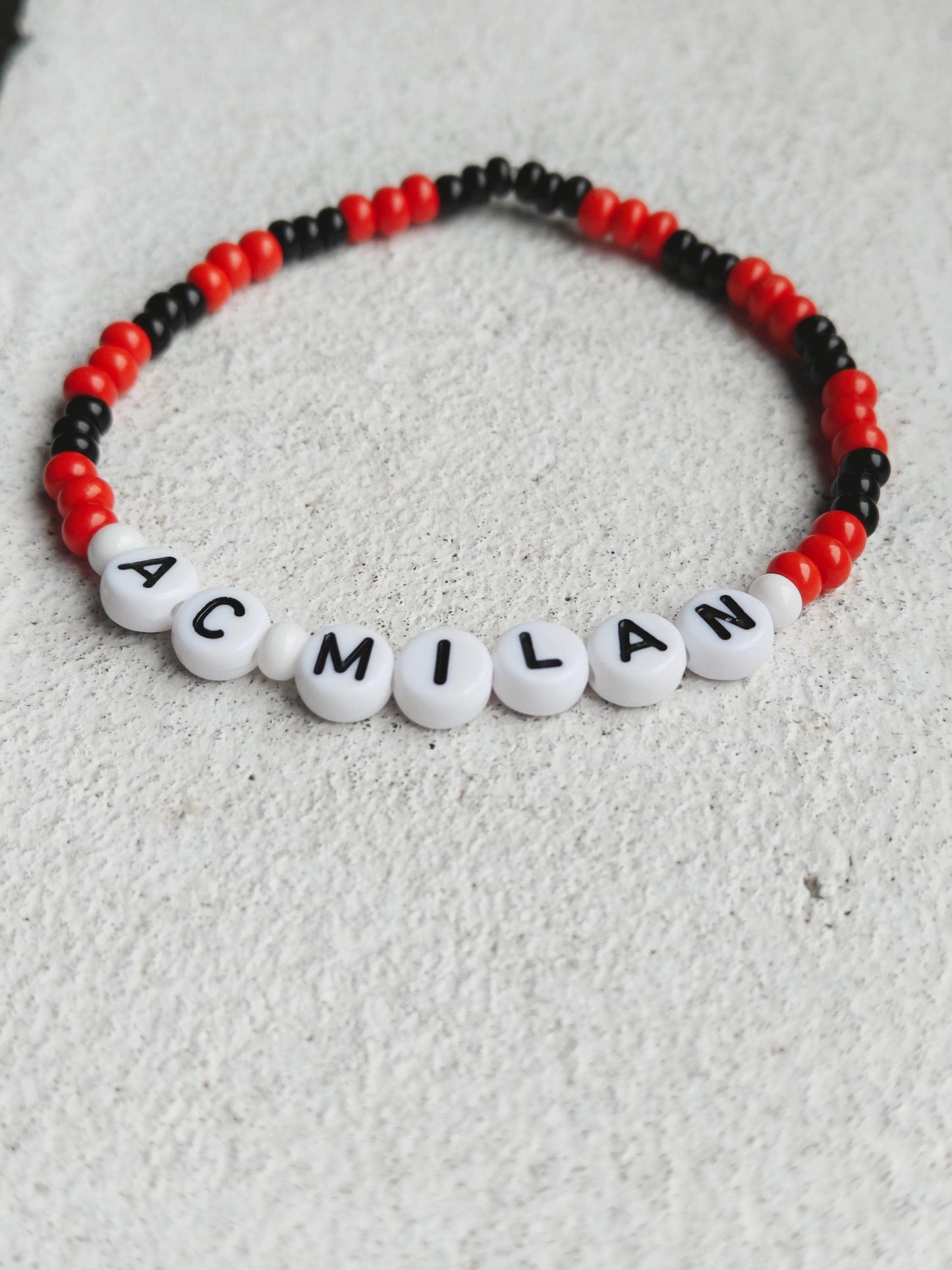 AC Milan Football Beaded Bracelet – Red & Black Handmade Football Fan Jewelry – Gift for Soccer Lovers
