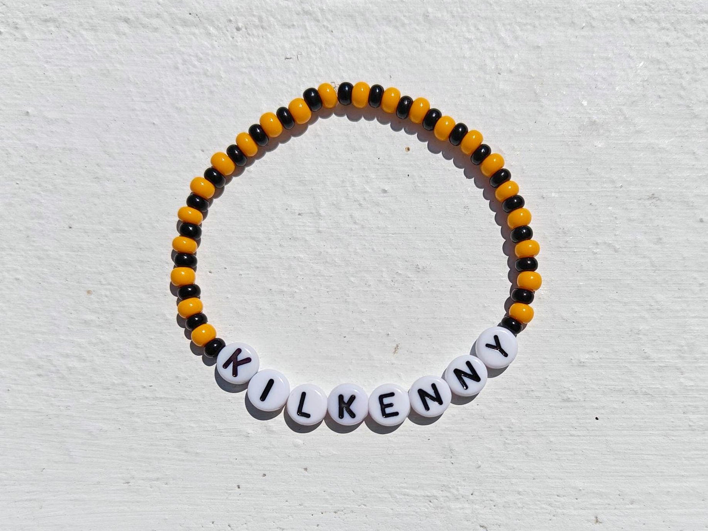 Kilkenny GAA Bracelet – Handmade Black & Amber Beaded Jewellery | Hon the Cats Gift
