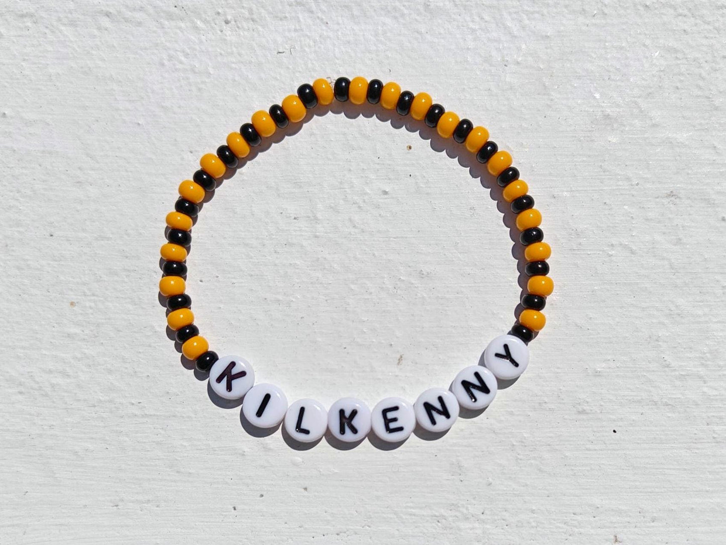 Kilkenny GAA Bracelet – Handmade Black & Amber Beaded Jewellery | Hon the Cats Gift
