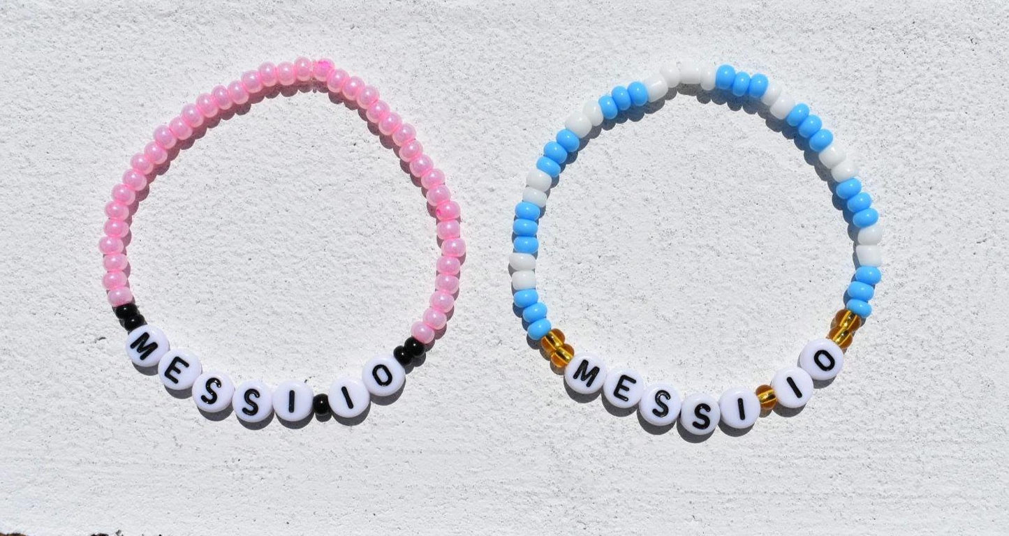 Messi 10 Argentina and Inter Miami seed bead colored bracelets