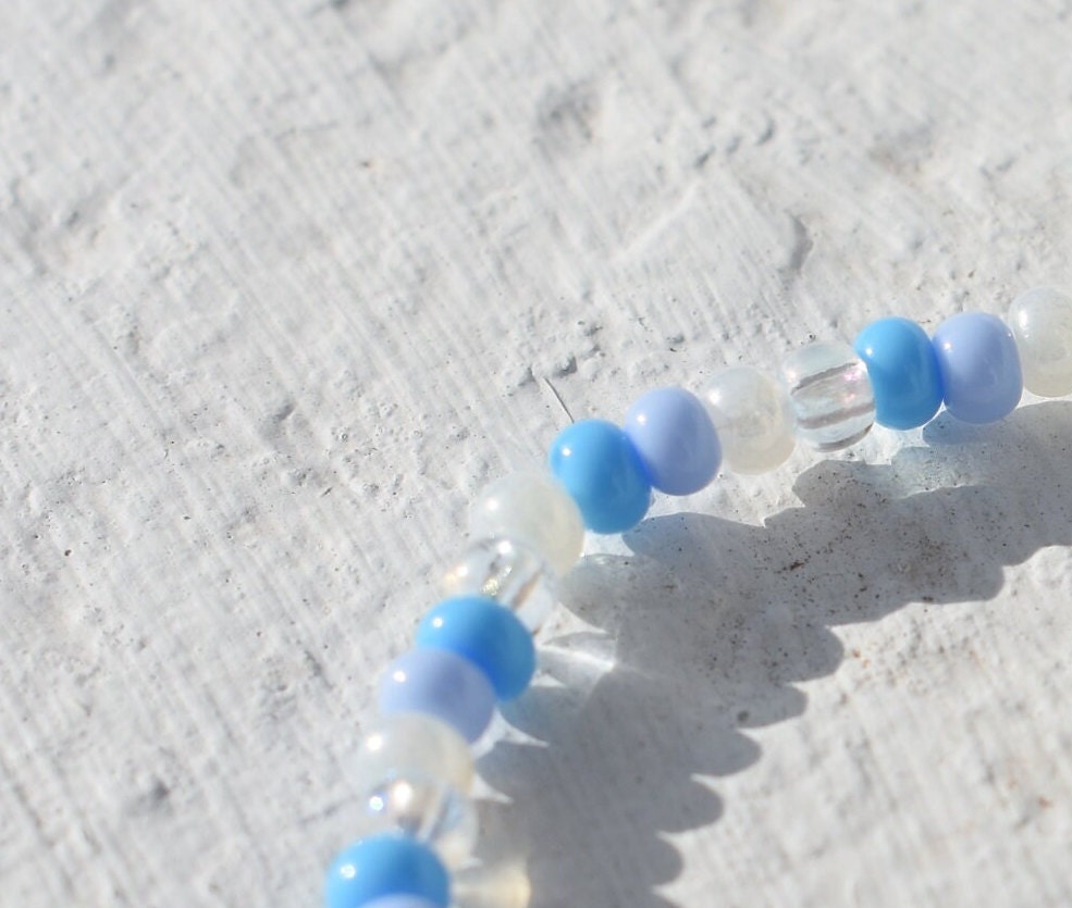 Breathe bead bracelet in blue and silver