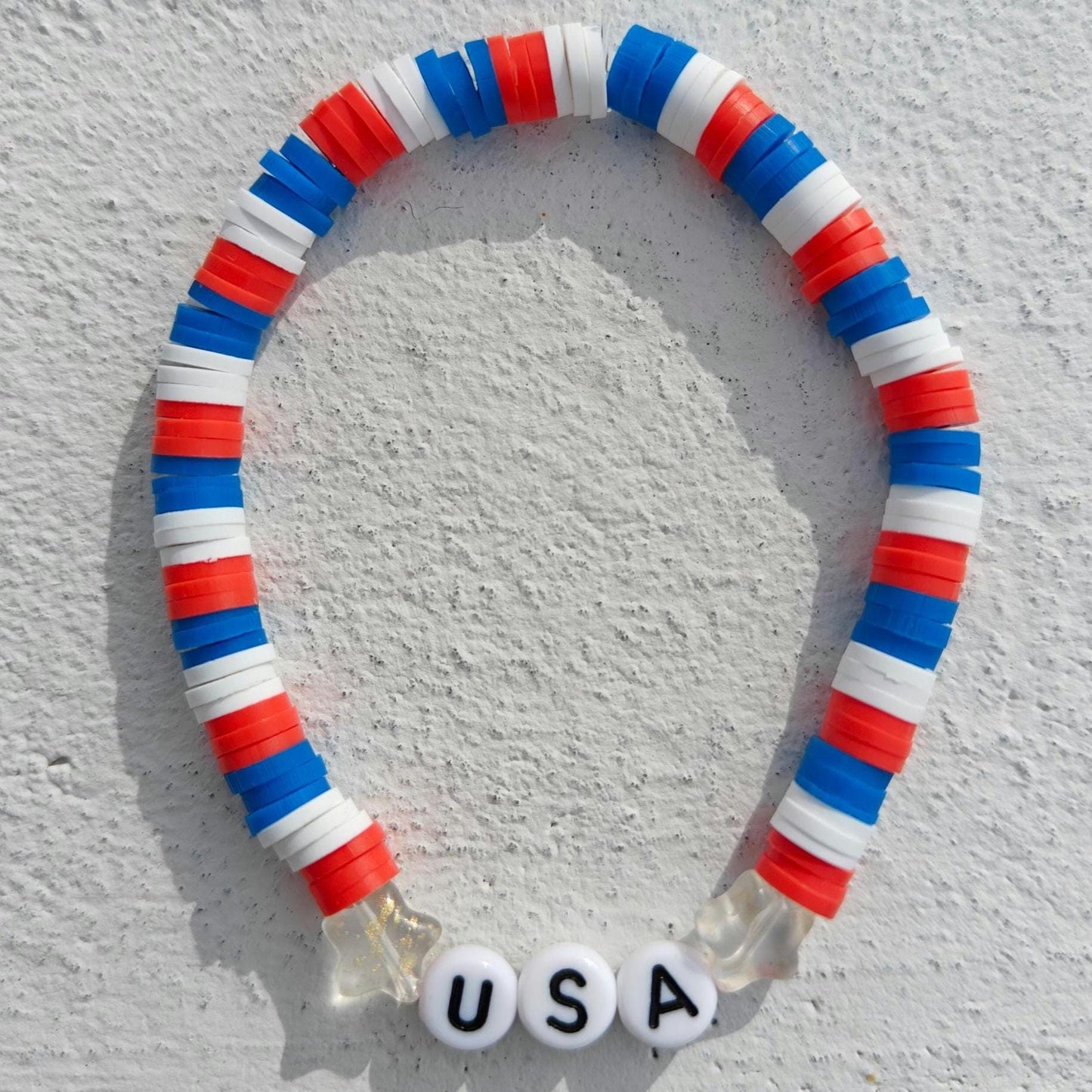 USA bracelet in American colors with star gems