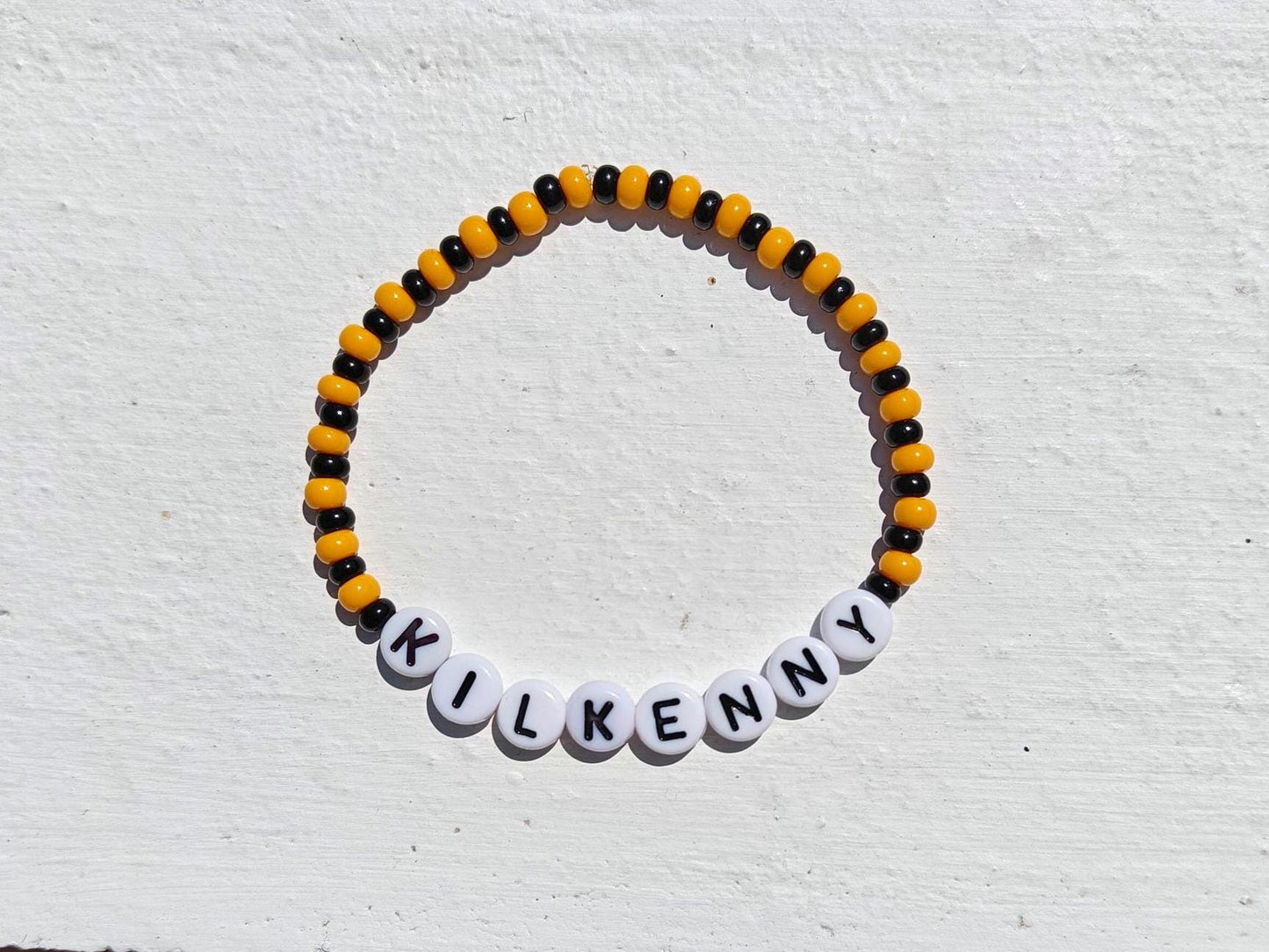 Kilkenny GAA Bracelet – Handmade Black & Amber Beaded Jewellery | Hon the Cats Gift