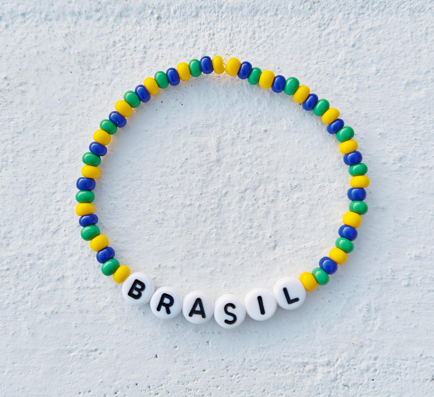 Brasil bead bracelet in yellow blue and green