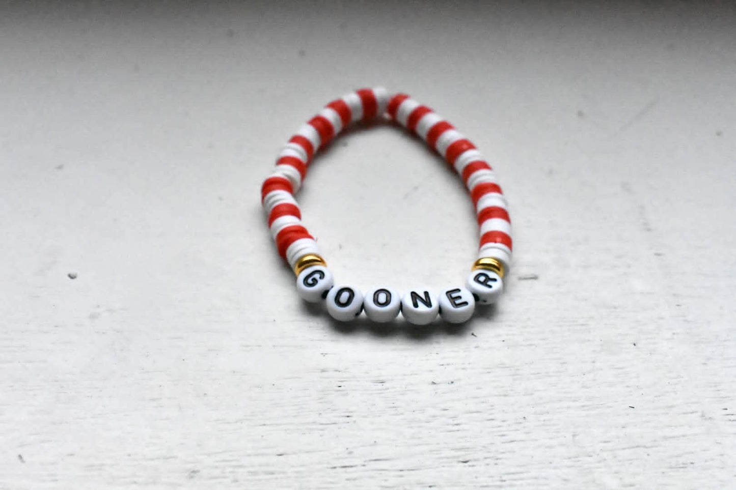 Arsenal Gooner clay bead Bracelet in red and white