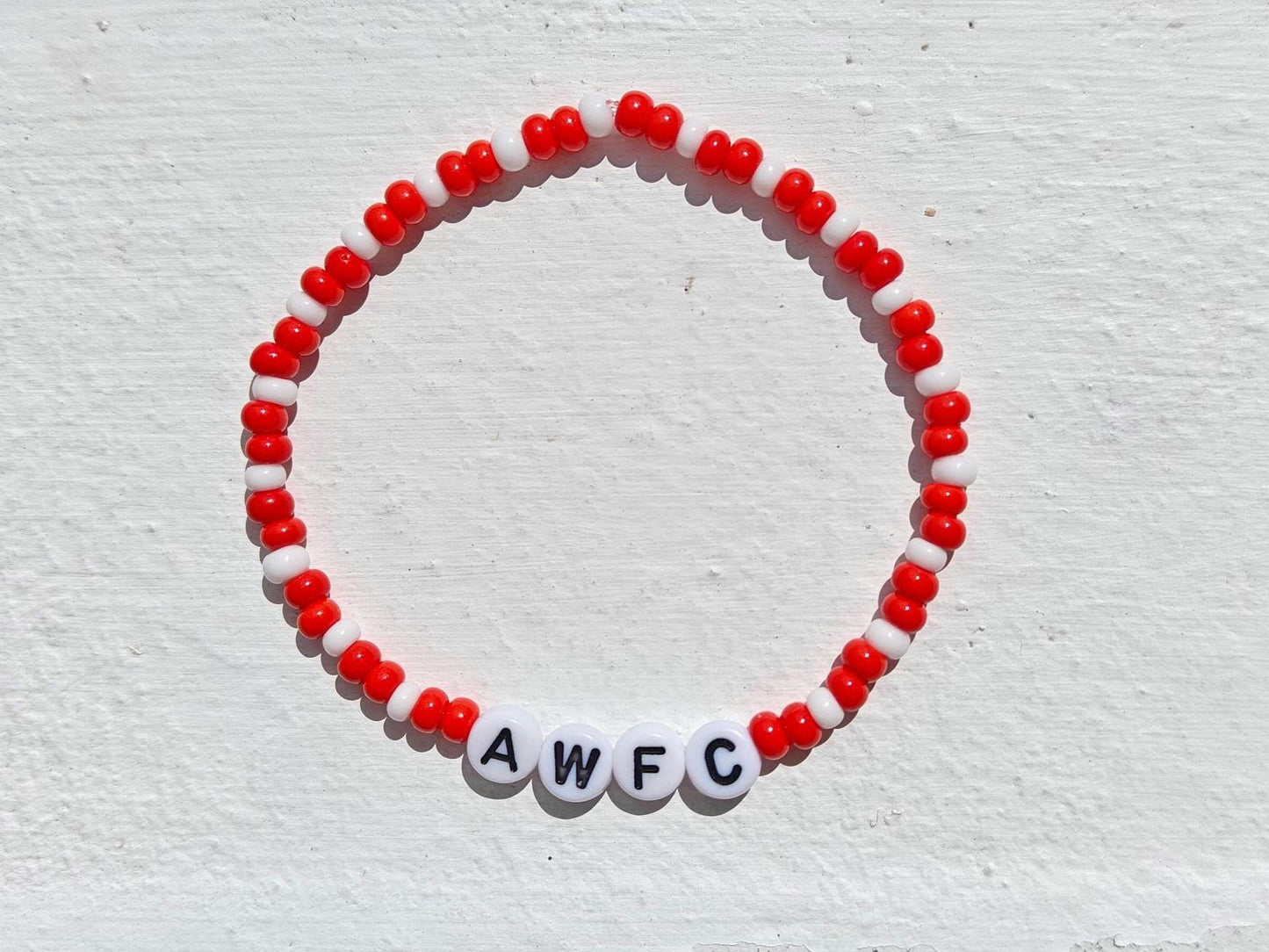 Arsenal Women Football Club bead bracelet (AWFC) in Red and White