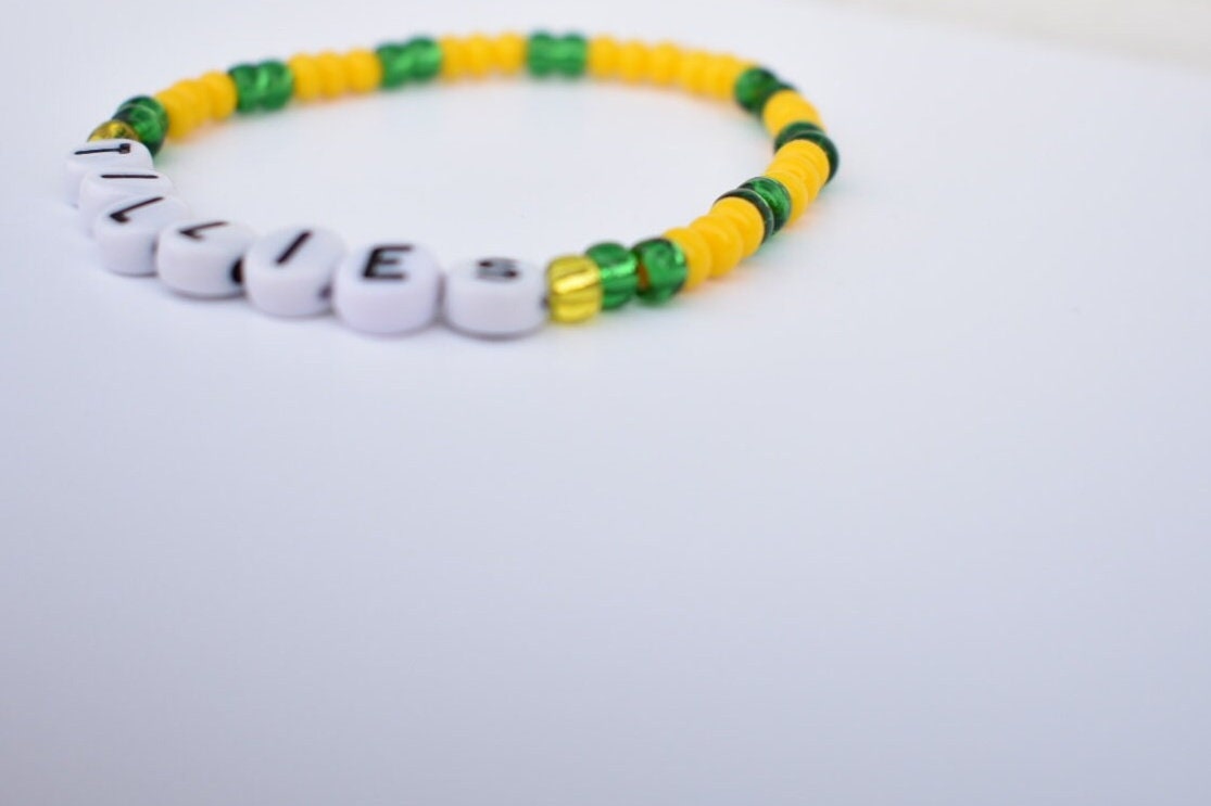 Tillies Matildas Bracelet โ Handmade Seed Bead Jewelry in Australia Soccer Team Colors | Support the Matildas with Free Shipping