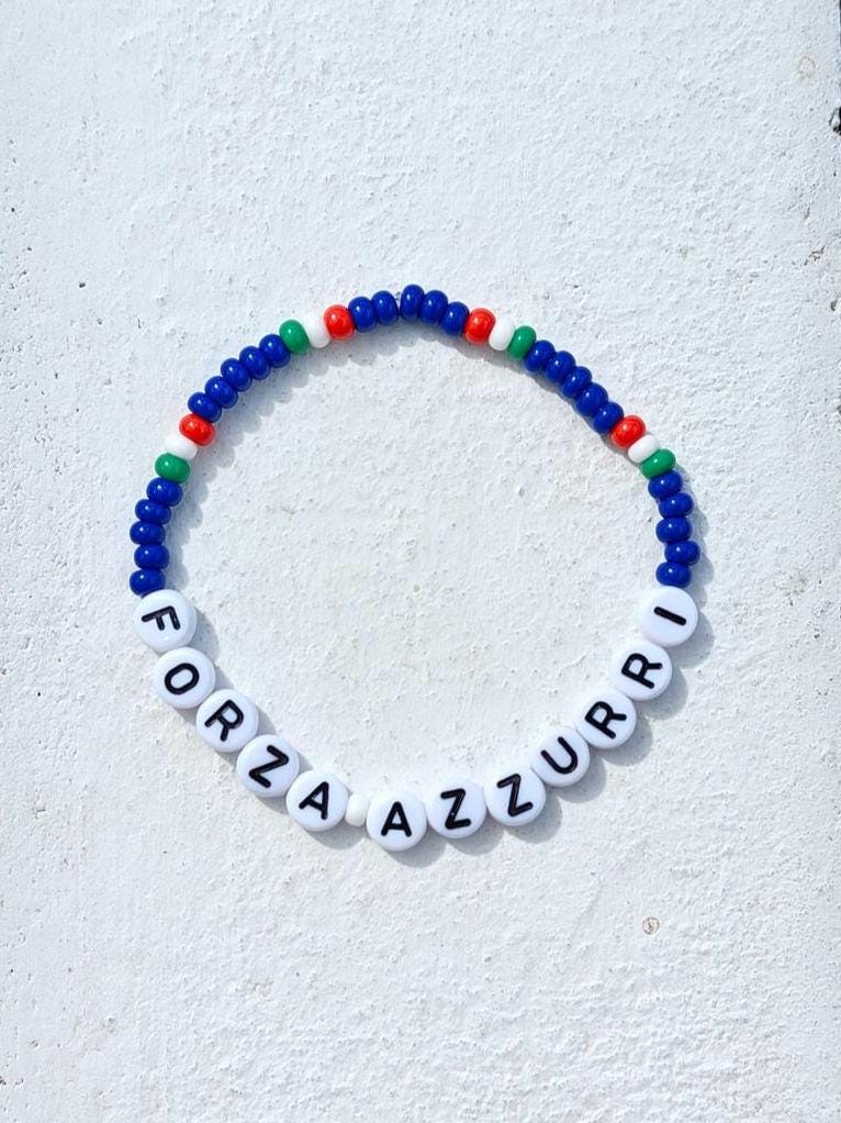 Italian Forza Azzurri seed bead bracelet