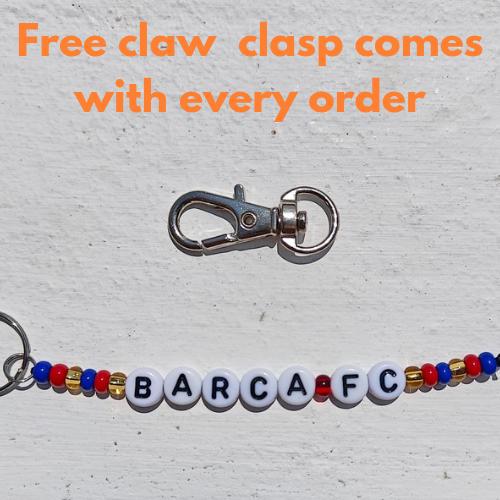 Barcelona FC Bead Bracelet and keyring set– Handmade Barca Fan Jewelry in Team Colors | Soccer Gift for Football Fans with Free Shipping