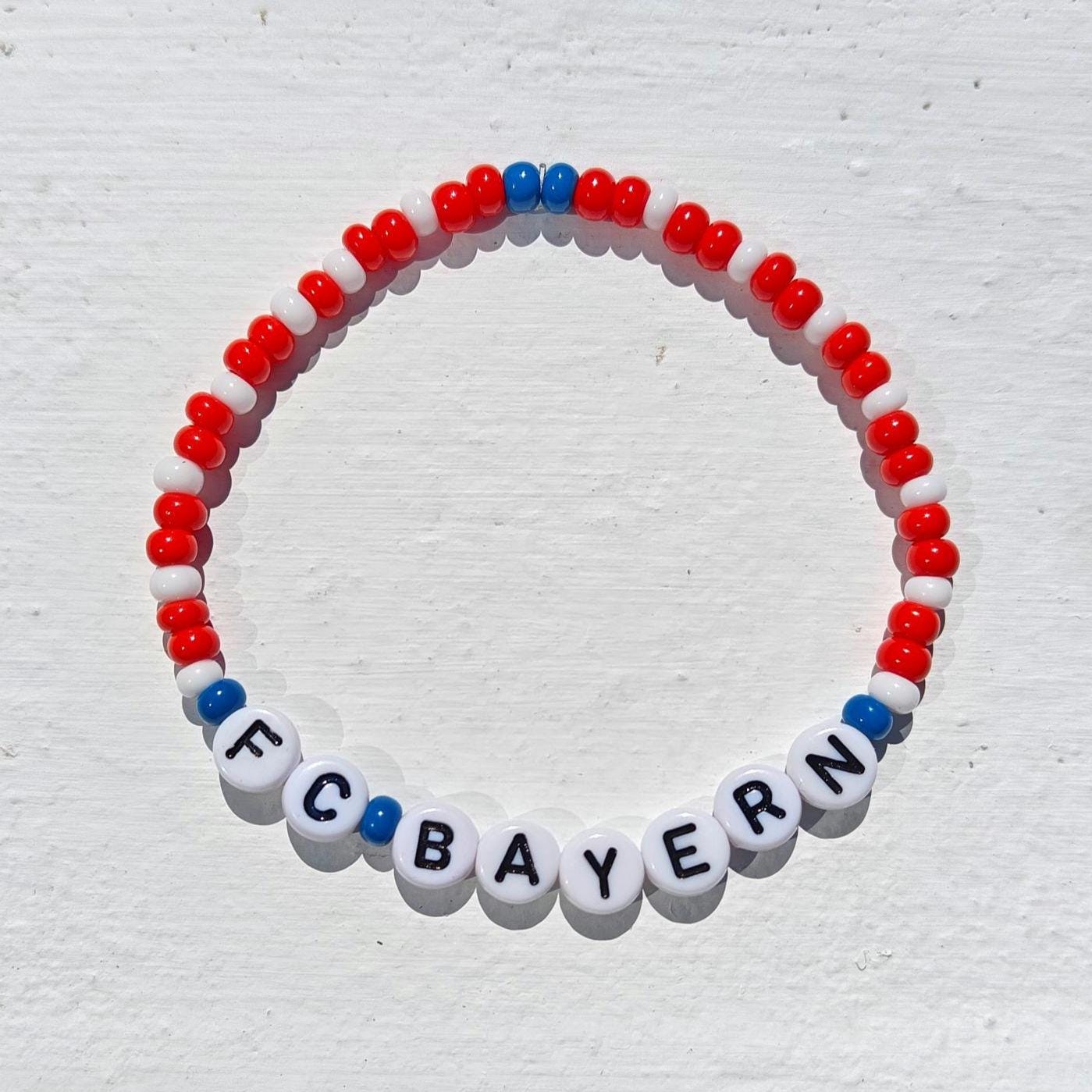 FC Bayern Munich Beaded Bracelet – Handmade Red & White Seed Bead Jewelry | Soccer Fan Bracelet | Football Club Supporter Gift