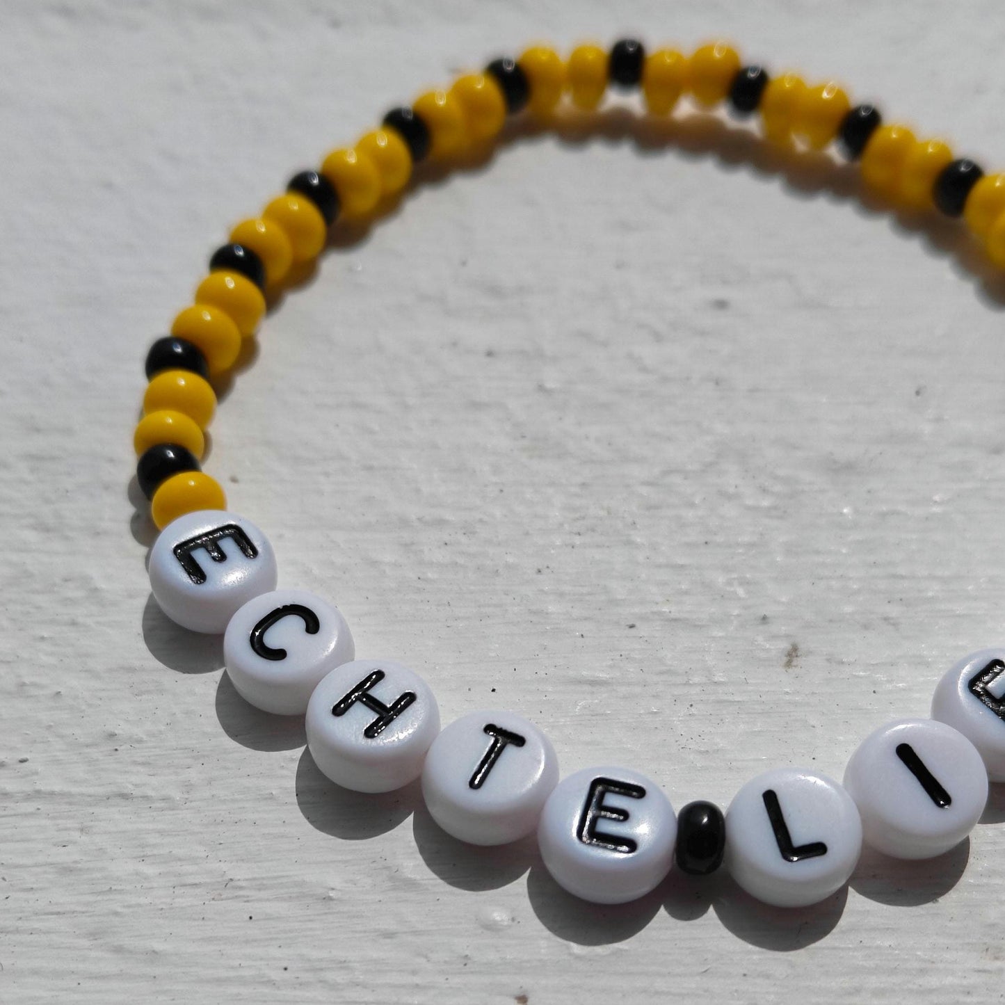 Borussia Dortmund Football "Echte Liebe" Beaded Bracelet – Handmade Black & Yellow Fan Jewellery with Free Shipping