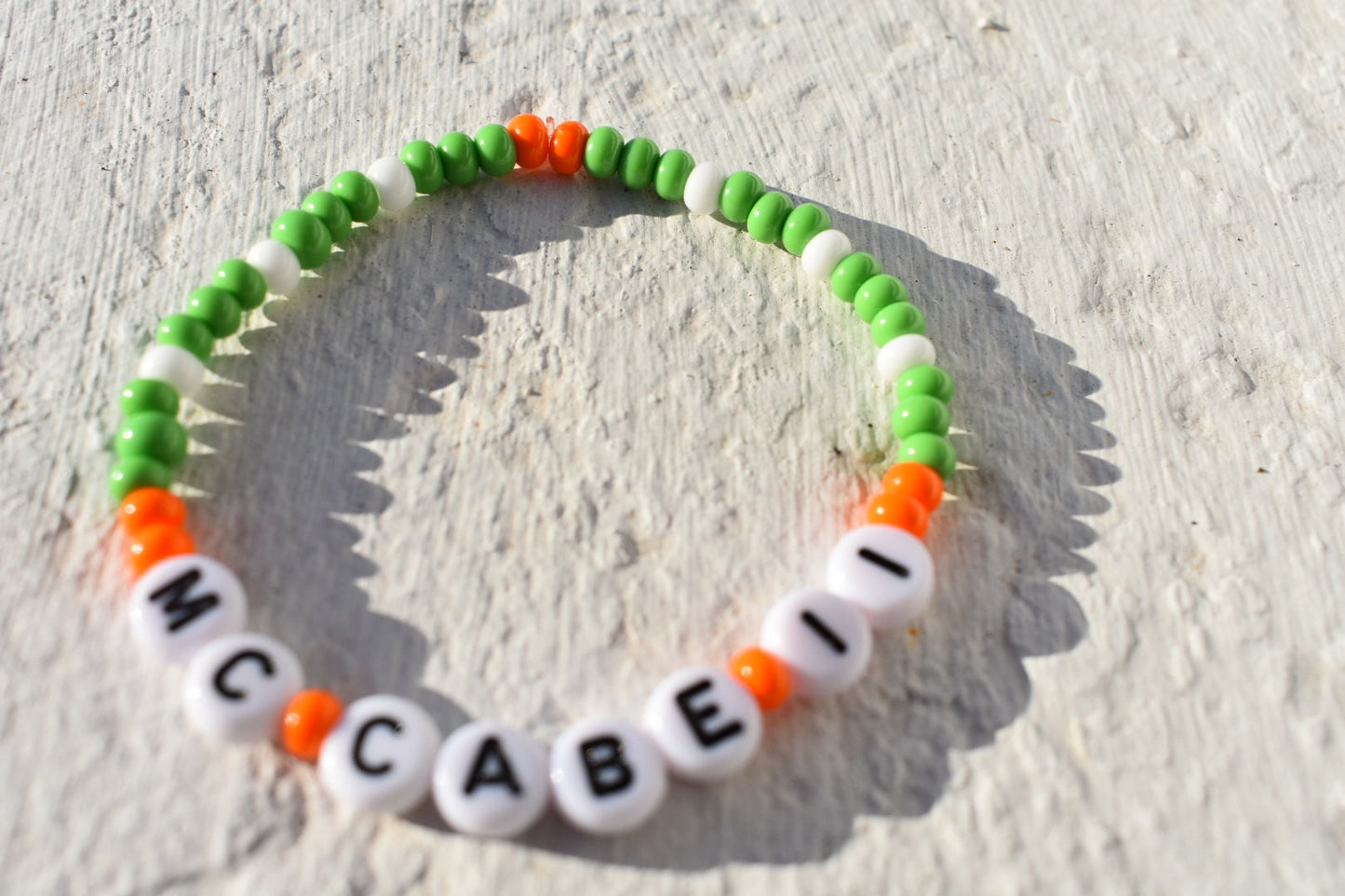 Katie McCabe 11 Ireland Colors Seed Bead Bracelet - Handmade Soccer Tribute Jewelry