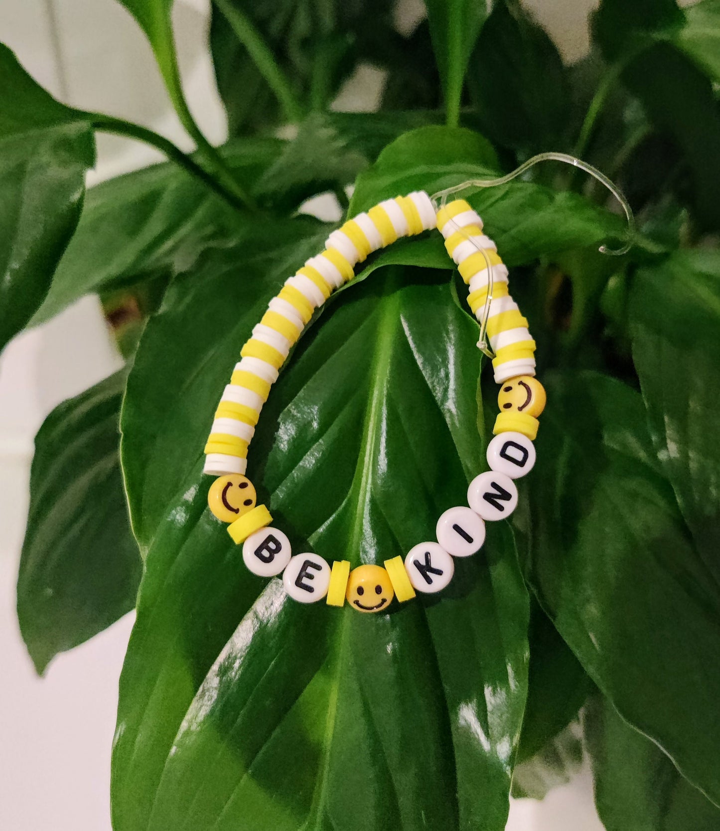 Yellow Be Kind smiley bead bracelet