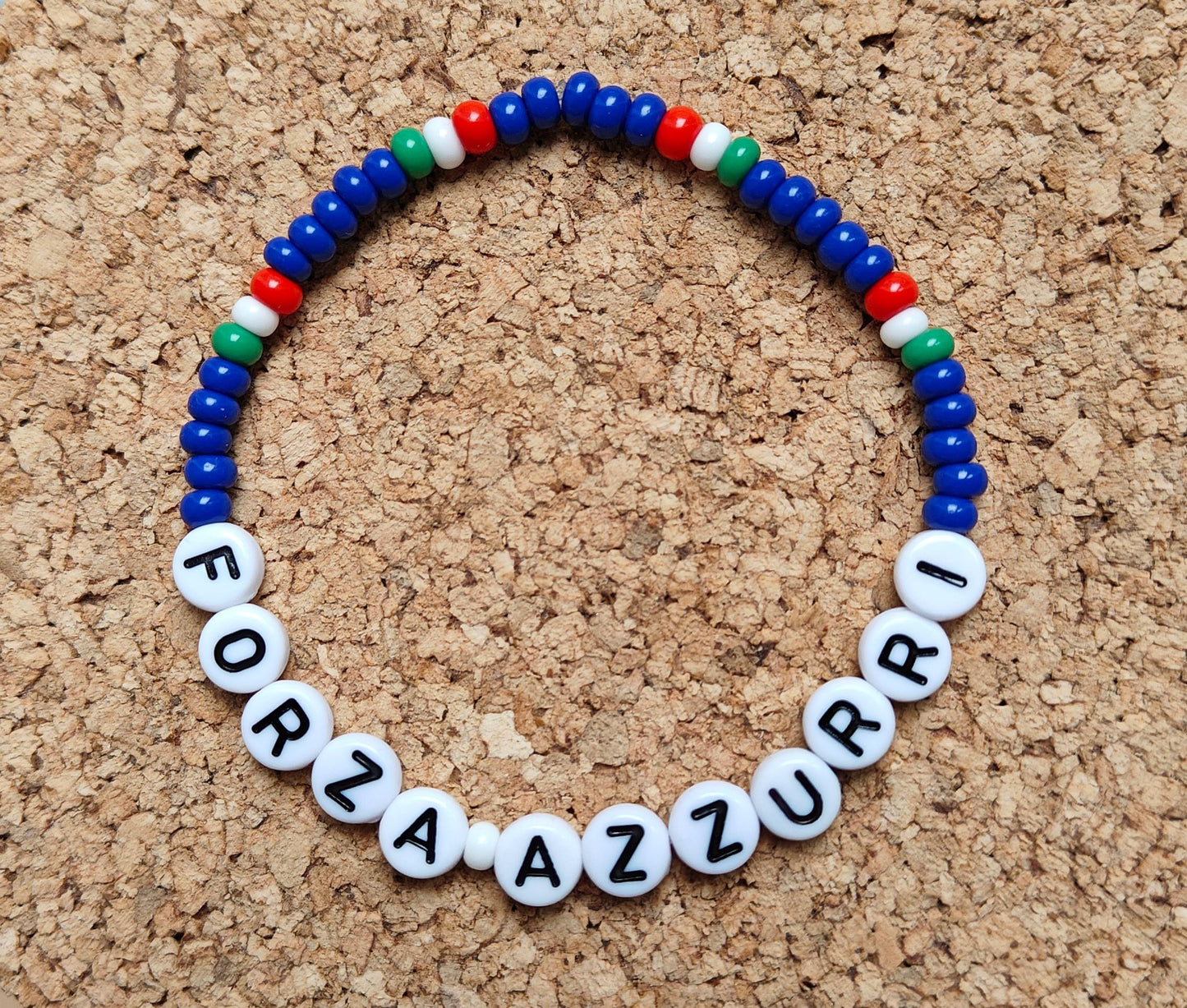 Italian Forza Azzurri seed bead bracelet