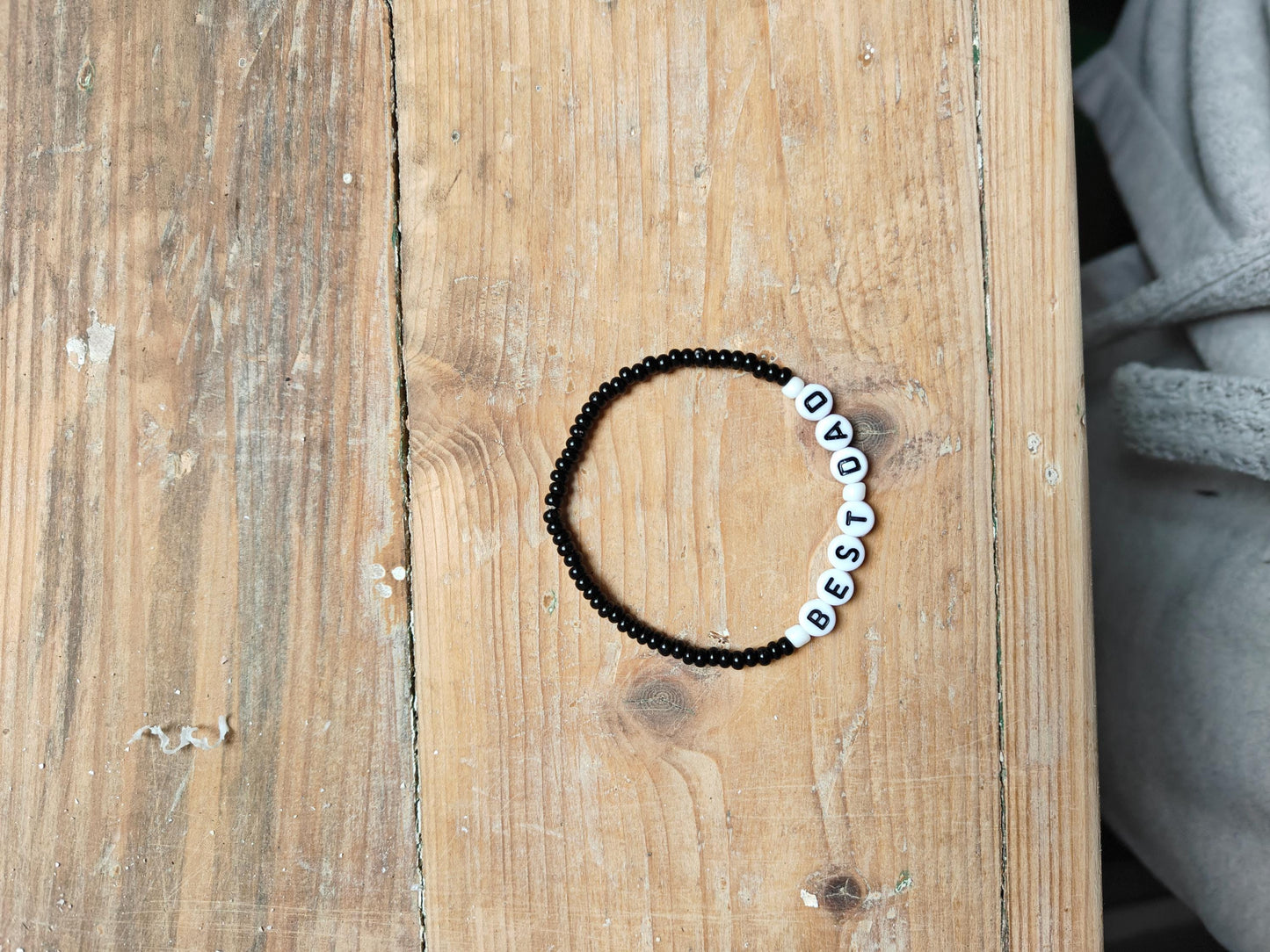 Best Dad Black Beaded Bracelet - Father's Day Gift - Stretch Bracelet - Handmade Men's Bracelet - Personalised Gift for Dad