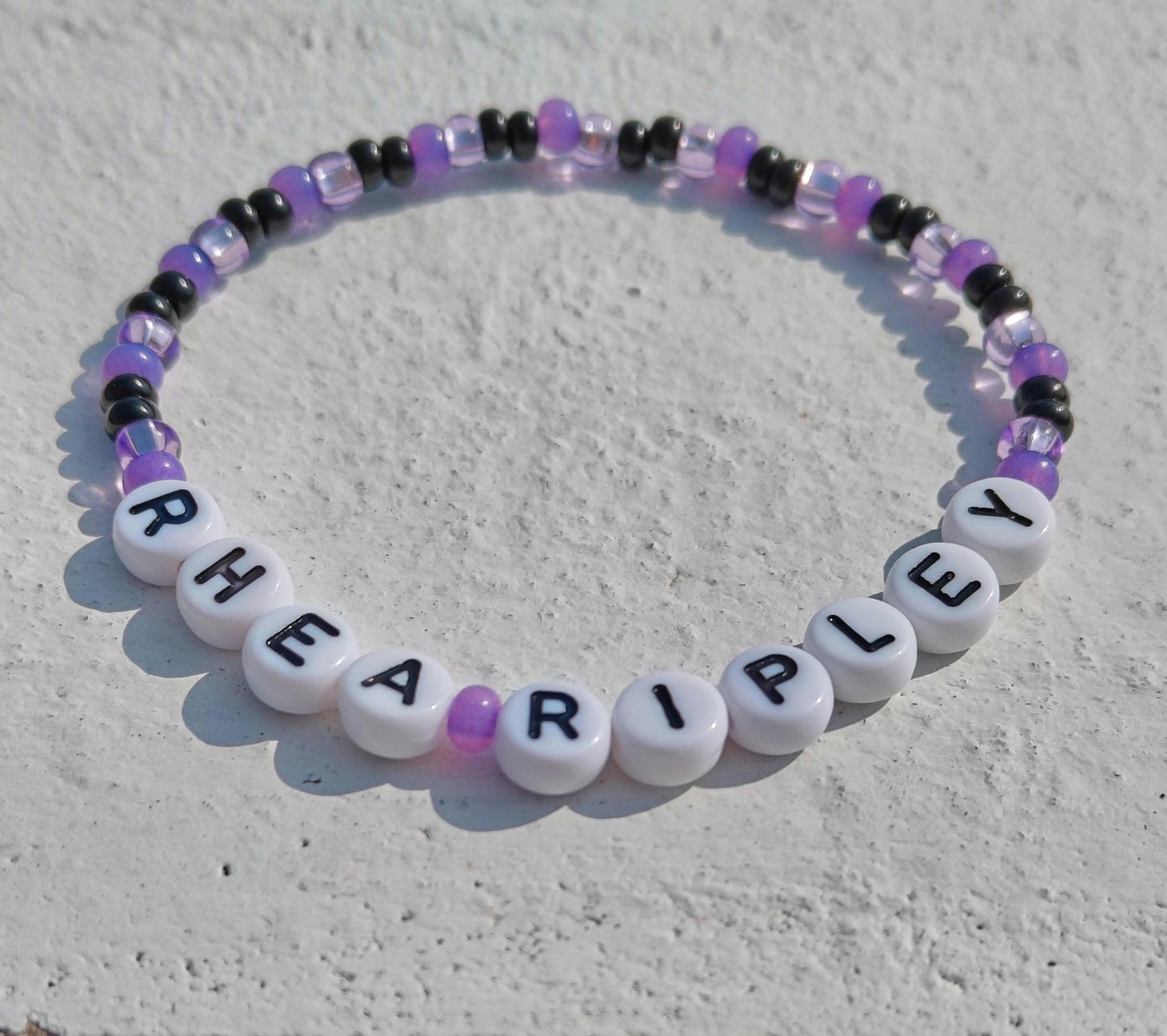 Rhea Ripley WWE Bracelet – Handmade Purple & Black Beaded Wrestling Fan Jewelry