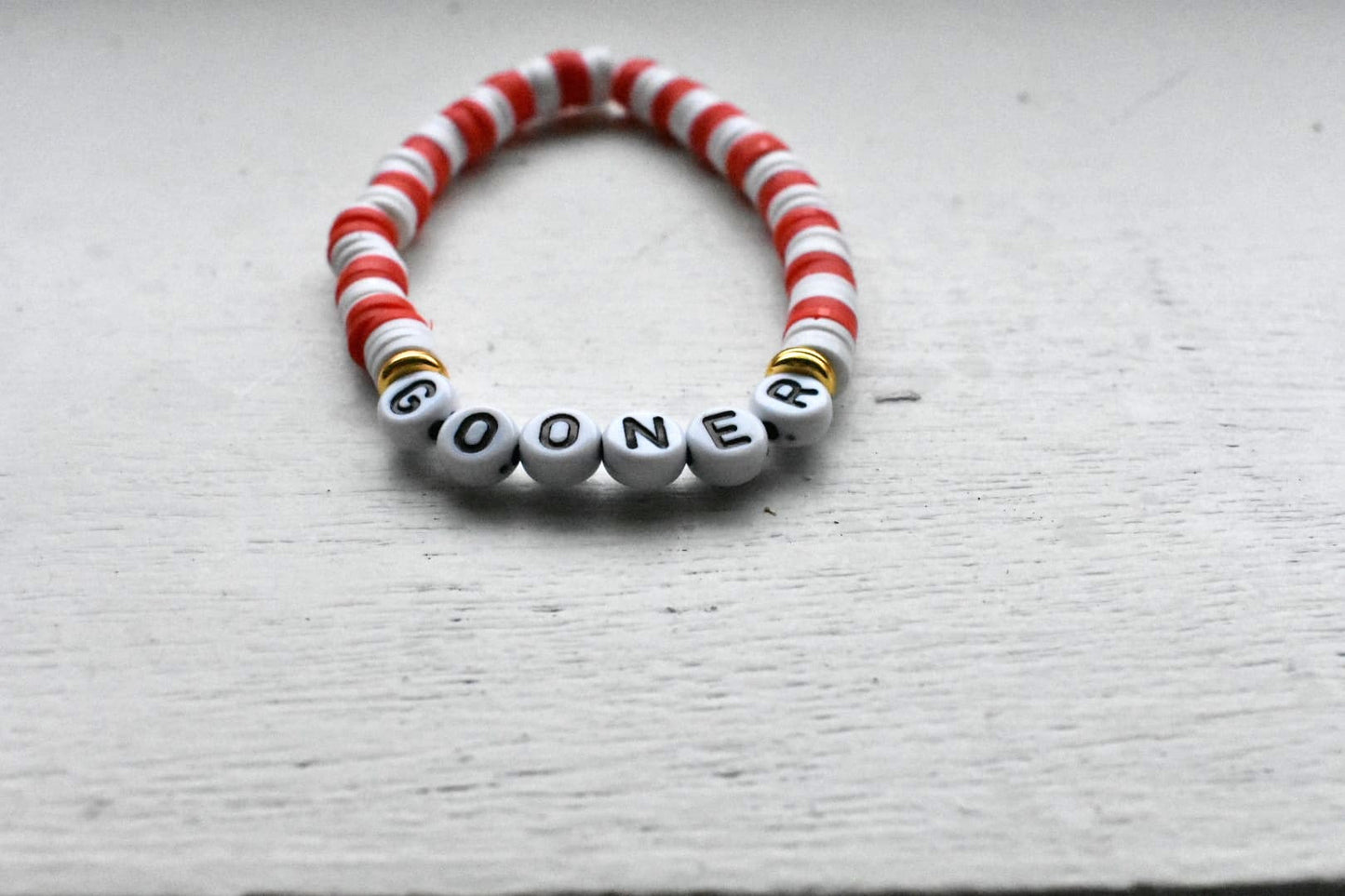Arsenal Gooner clay bead Bracelet in red and white