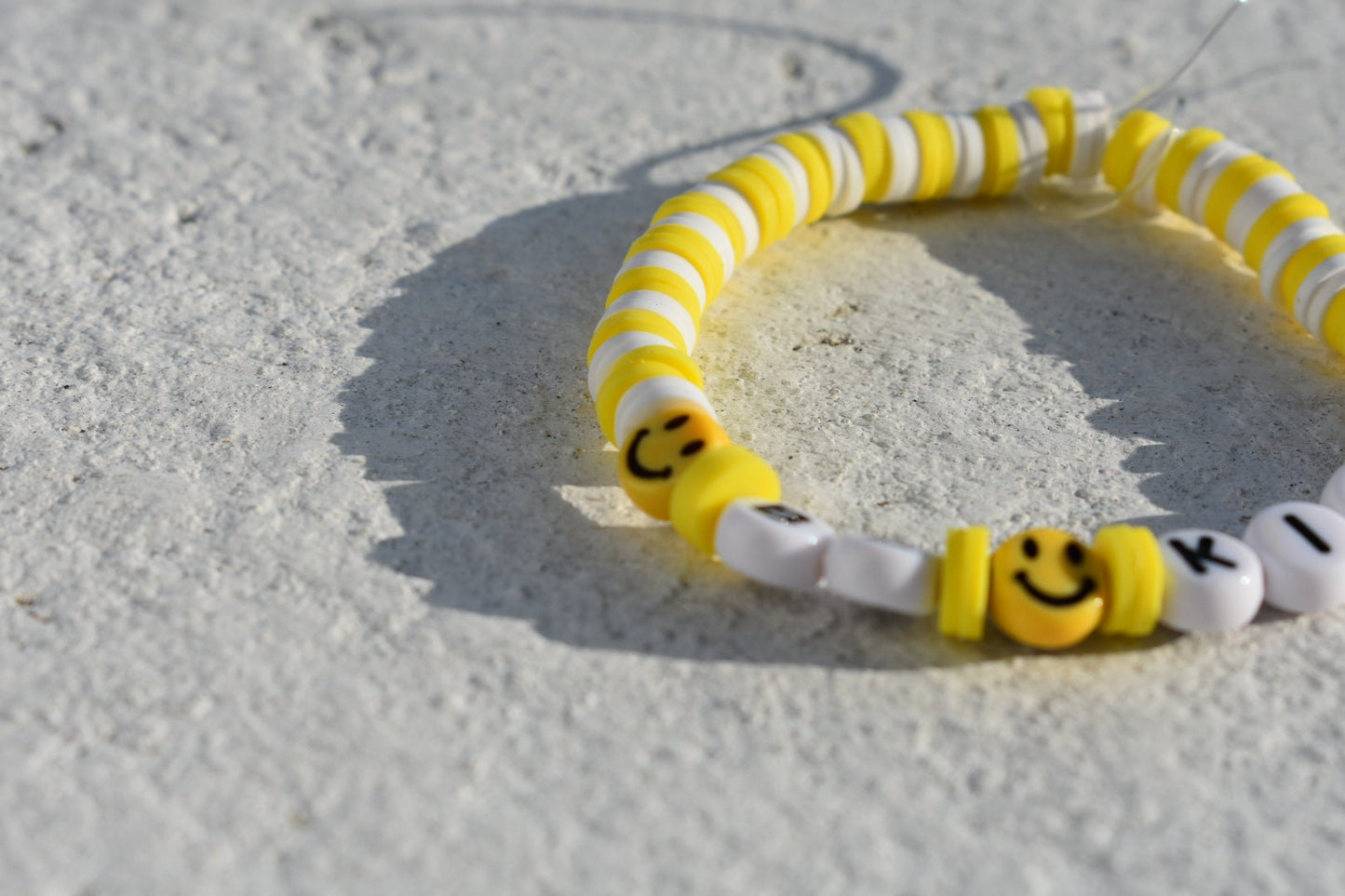 Yellow Be Kind smiley bead bracelet