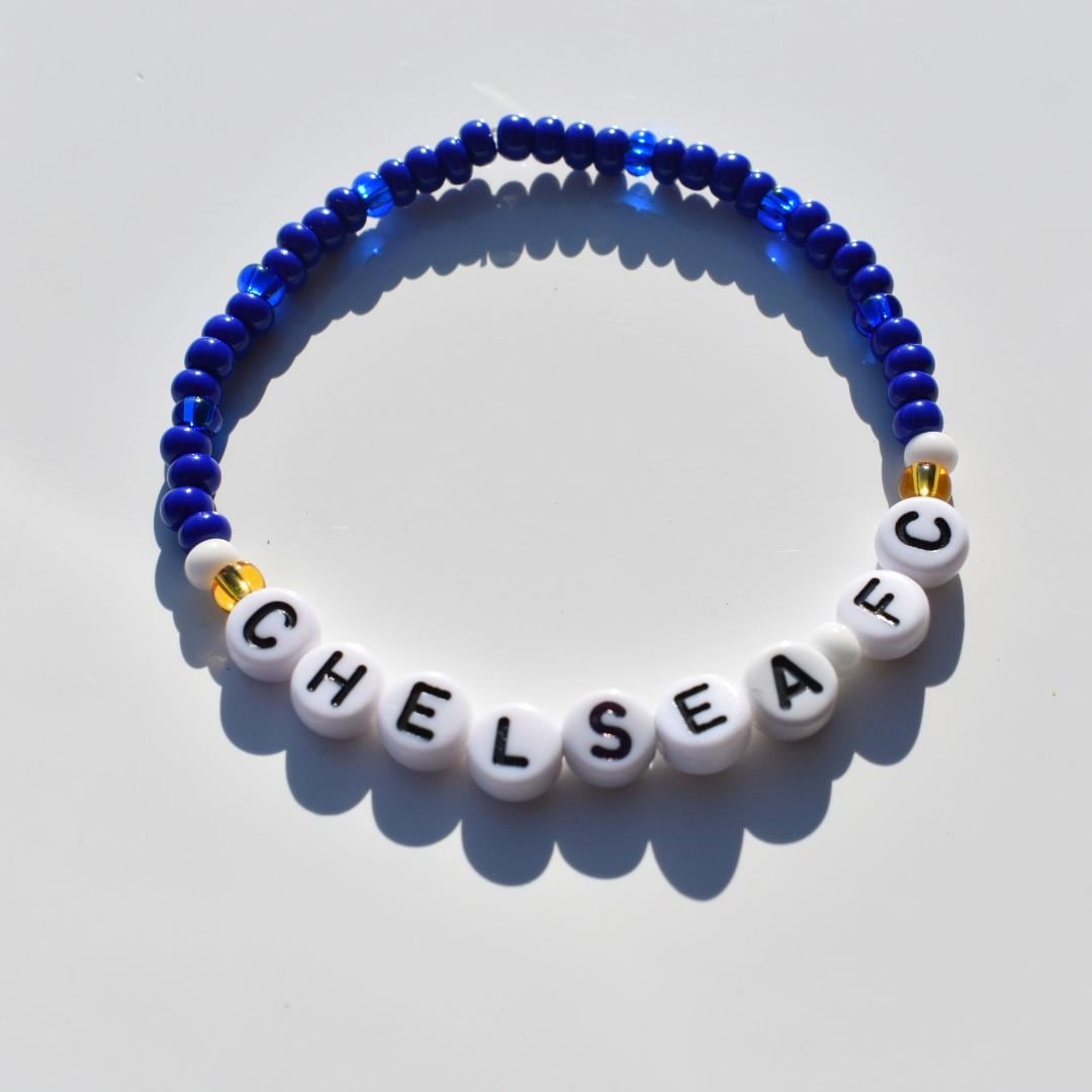 Chelsea FC Bracelet - Blue Beaded Stretch Football Fan Jewelry - Handmade Soccer Gift for Him or Her - Premier League Team and WSL Supporter
