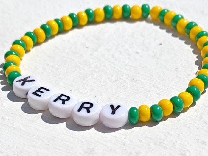 Kerry GAA Bracelet β Handmade Green & Gold Beaded Jewellery | Up the Kingdom Gift with Free Shipping