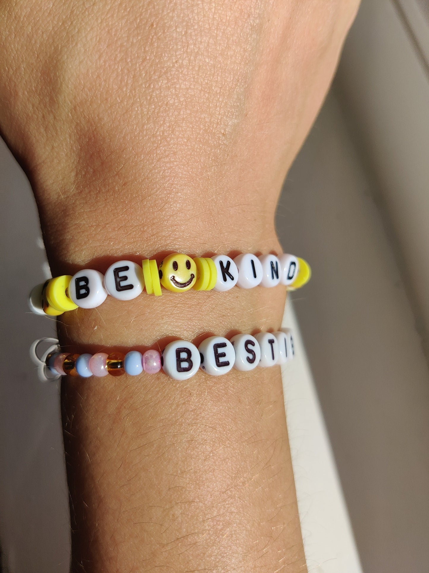 Yellow Be Kind smiley bead bracelet