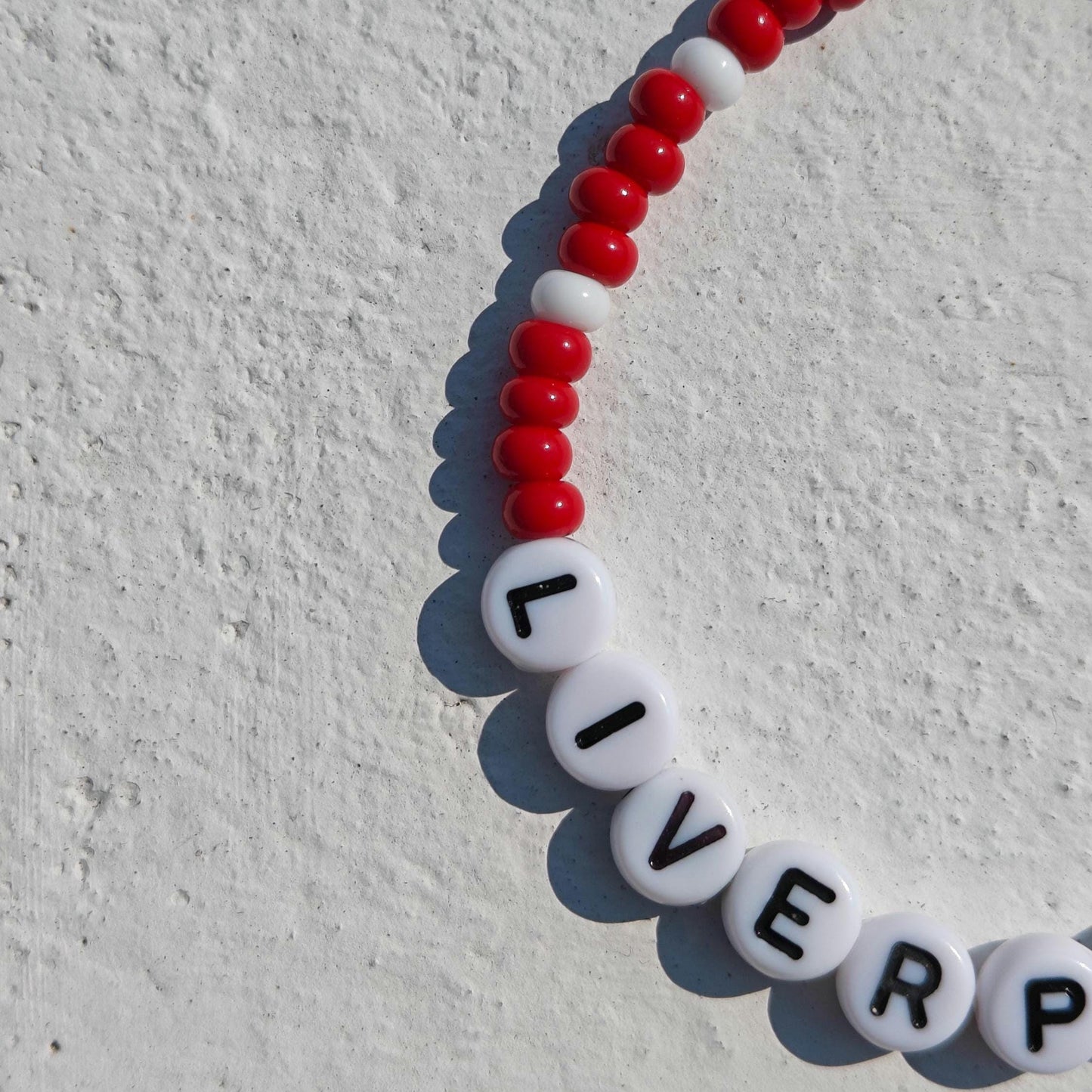 Liverpool FC bead bracelet in red and white