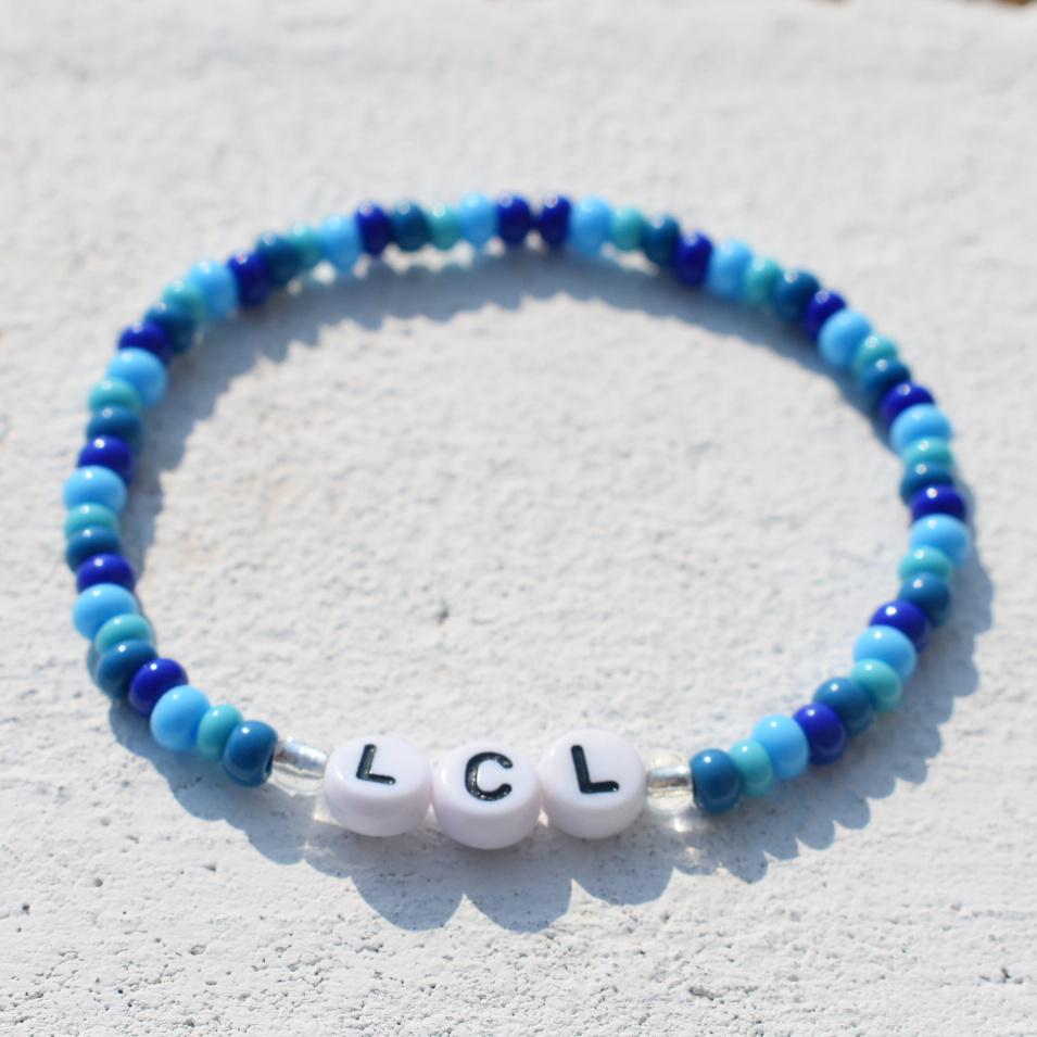 London City Lionesses LCL women's football seed bead bracelet in blue seed beads