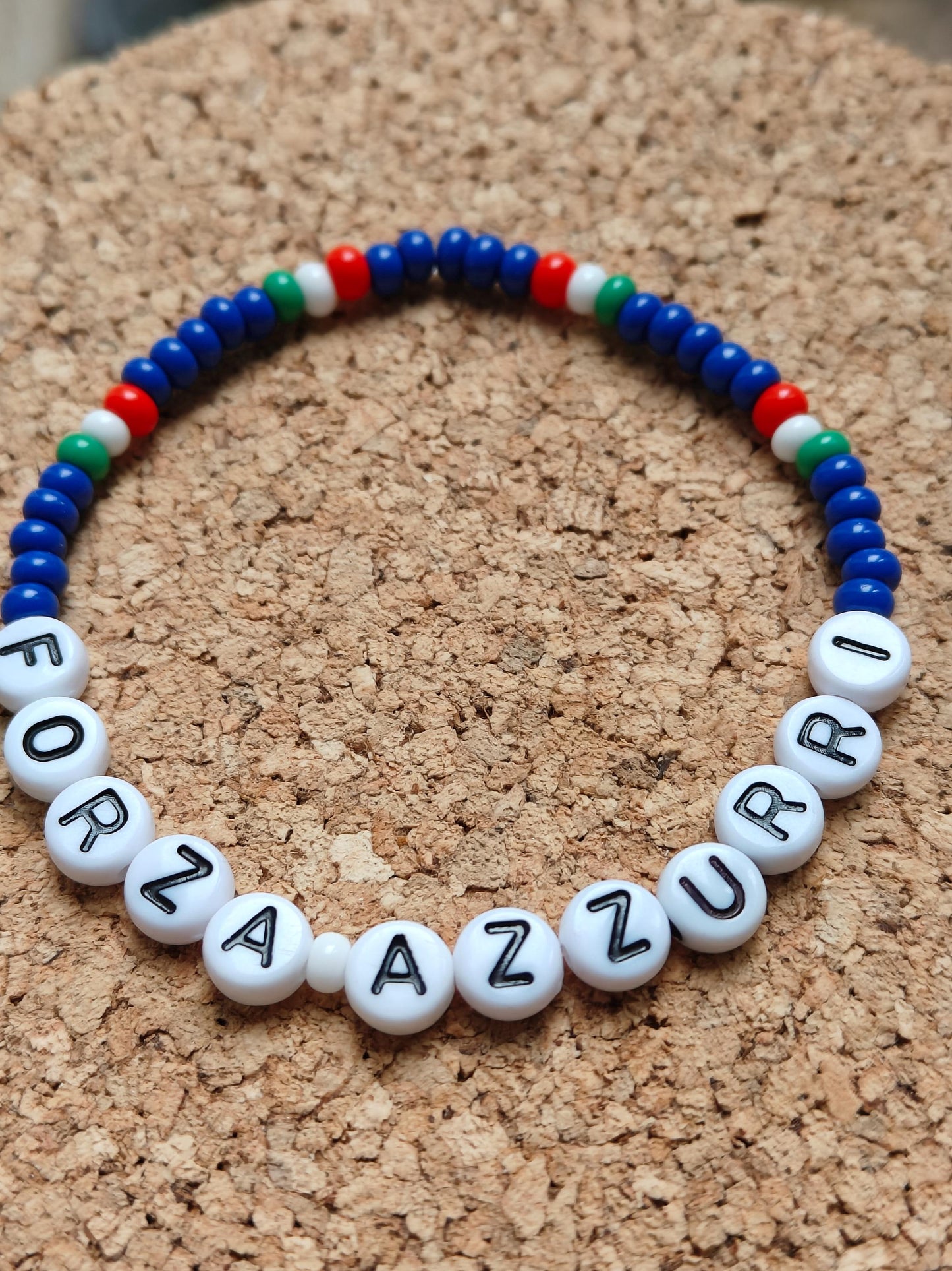 Italian Forza Azzurri seed bead bracelet