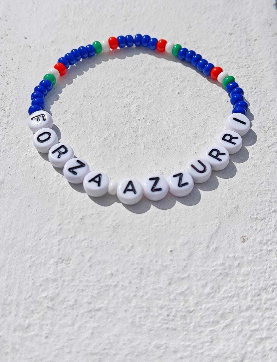 Italian Forza Azzurri seed bead bracelet