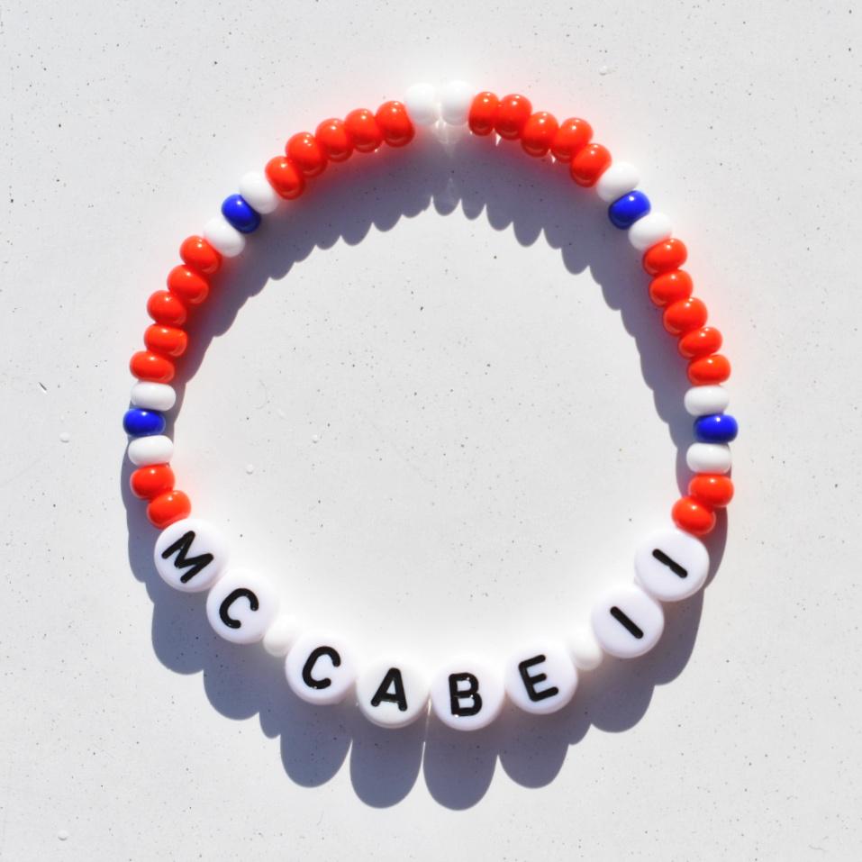 Arsenal football bead bracelet with player personalisation