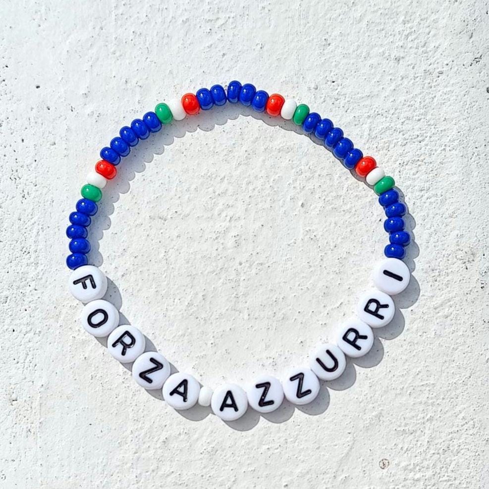 Italian Forza Azzurri seed bead bracelet