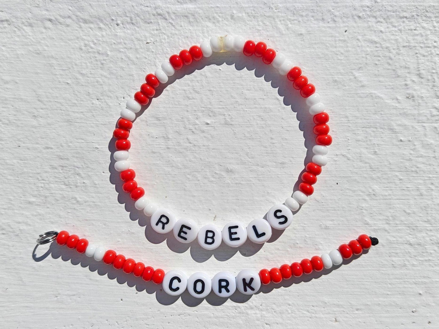 Cork Rebels Beaded Bracelet Set – Handmade Red & White Irish GAA Support Jewellery