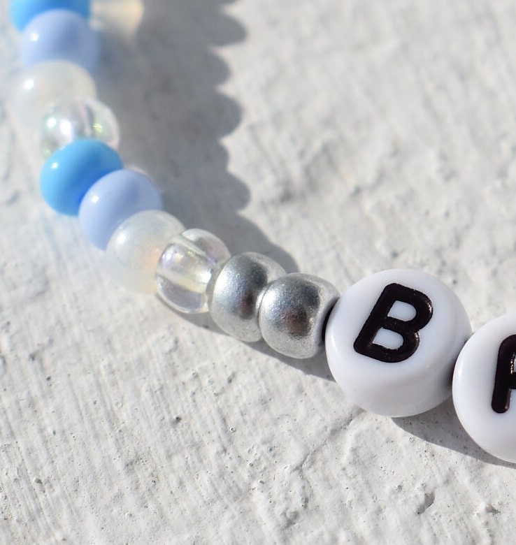 Breathe bead bracelet in blue and silver