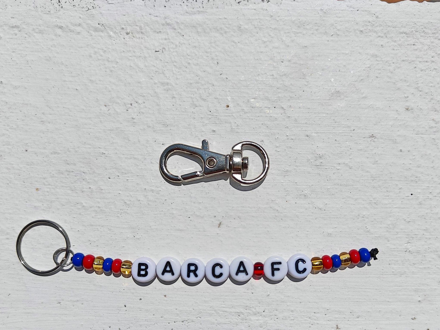 Barcelona FC Bead Bracelet and keyring set– Handmade Barca Fan Jewelry in Team Colors | Soccer Gift for Football Fans with Free Shipping