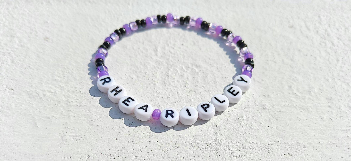Rhea Ripley WWE Bracelet – Handmade Purple & Black Beaded Wrestling Fan Jewelry