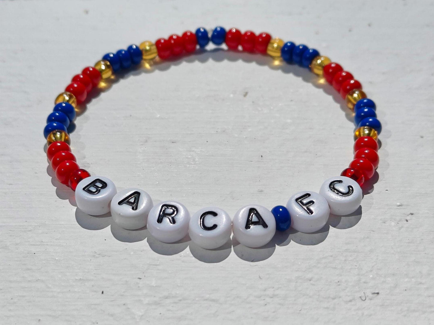 Barcelona FC Bead Bracelet โ Handmade Barca Fan Jewelry in Team Colors | Soccer Gift for Football Fans with Free Shipping